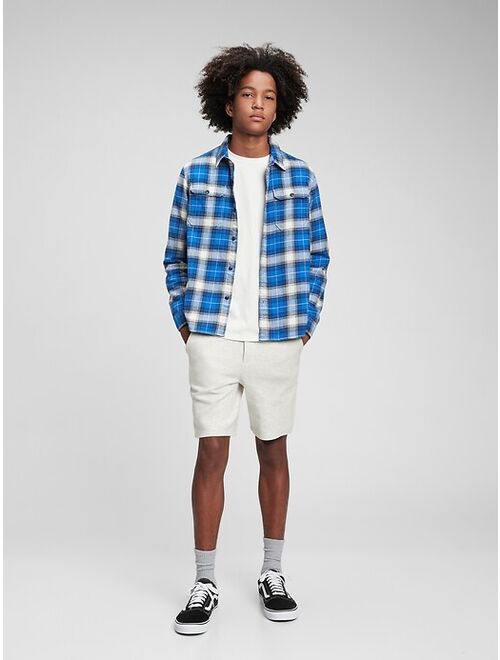 GAP Teen 100% Organic Cotton Double Flap Pocket Flannel Shirt