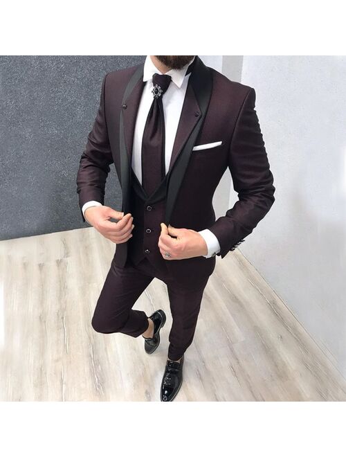 Men suits Custom Navy Blue Slim Fit Wedding Costume Suit for Men Groom Suits Tuxedos 3 Pieces Groomsmen Party Suits Wedding