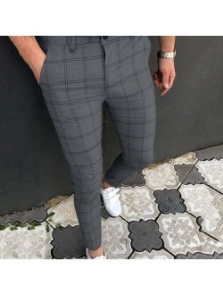 Plaid Men Pants Skinny Pants Men's Clothing Pantalon Trousers Pencil Pants Male Ropa Hombre Streetwear Smart Casual Pants