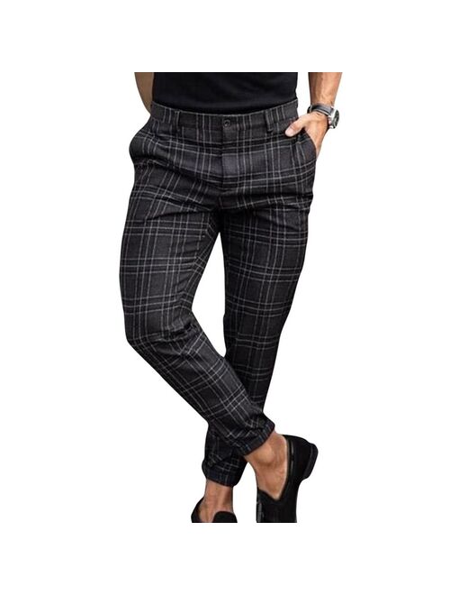 Plaid Men Pants Skinny Pants Men's Clothing Pantalon Trousers Pencil Pants Male Ropa Hombre Streetwear Smart Casual Pants