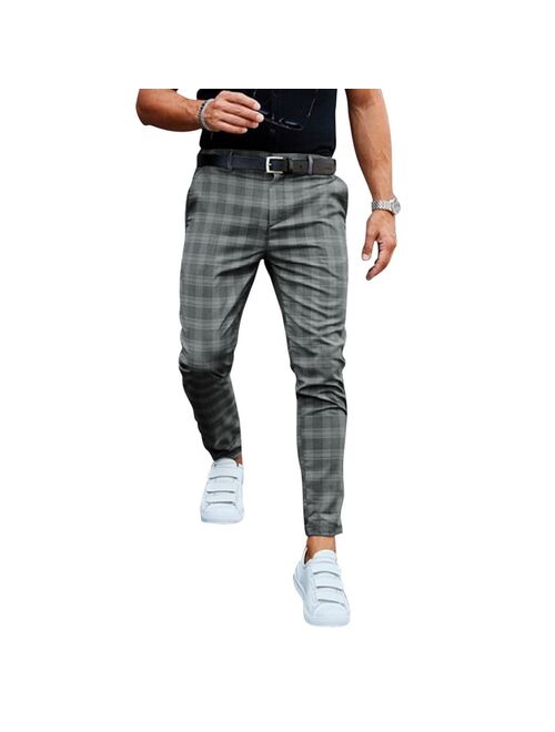 Plaid Men Pants Skinny Pants Men's Clothing Pantalon Trousers Pencil Pants Male Ropa Hombre Streetwear Smart Casual Pants