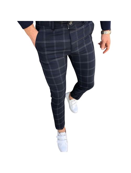 Plaid Men Pants Skinny Pants Men's Clothing Pantalon Trousers Pencil Pants Male Ropa Hombre Streetwear Smart Casual Pants