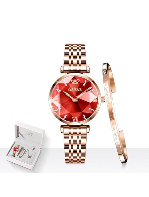 OLEVS 2021 New Fashion Watch for Women Diamond mirror Top Brand Luxury Stainless Steel Waterproof Quartz Wristwatch Montre femme