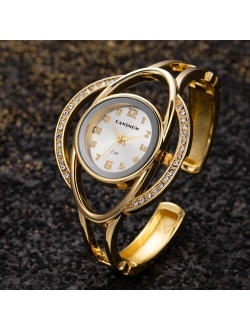 CANSNOW Relogio Feminino Fashion Gold Watch Women Bangle Bracelet Watches Luxury Stainless Steel Ladies Wristwatch Female Clock