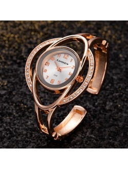 CANSNOW Relogio Feminino Fashion Gold Watch Women Bangle Bracelet Watches Luxury Stainless Steel Ladies Wristwatch Female Clock