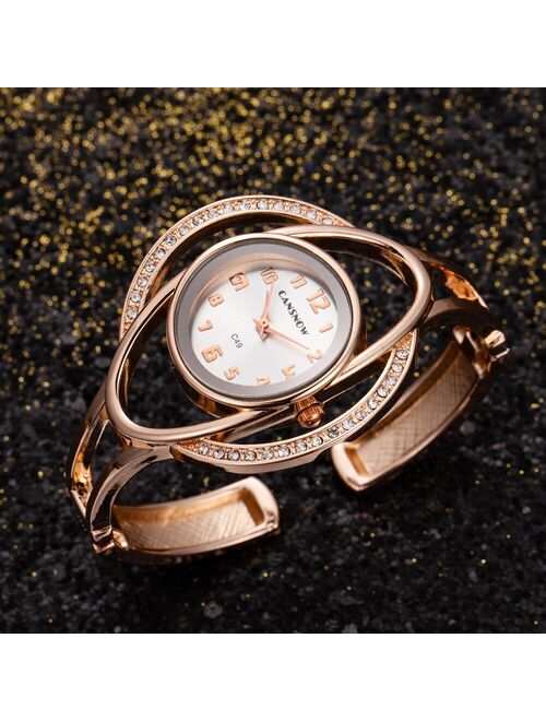 CANSNOW Relogio Feminino Fashion Gold Watch Women Bangle Bracelet Watches Luxury Stainless Steel Ladies Wristwatch Female Clock