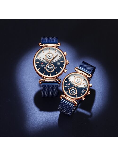 REWARD Women Watches Luxury Brand Ultra-thin Calendar Week Quartz Watch Ladies Clocks Mesh Stainless Steel Waterproof Wristwatch