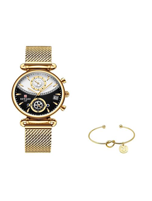 REWARD Women Watches Luxury Brand Ultra-thin Calendar Week Quartz Watch Ladies Clocks Mesh Stainless Steel Waterproof Wristwatch