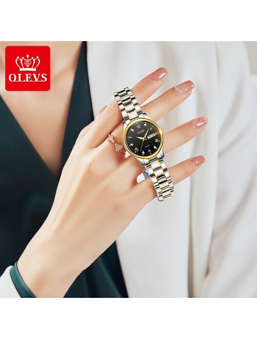 OLEVS Top Brand Women Quartz Watch Casual Luxury Dress Stianless Steel Waterproof Wristwatch for Lady zegarek damski 5563