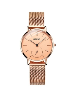 Fashion Women Watches with Mesh Bracelet Rose Gold Casual Luxury Dress Waterproof Wristwatch for Lady zegarek damski 5190