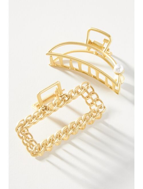 Anthropologie Metal Claw Hair Clip Set