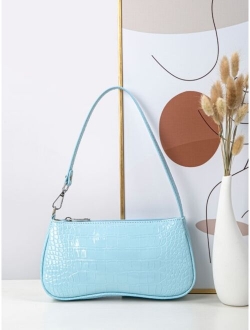 Croc Embossed Baguette Bag