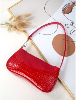 Croc Embossed Baguette Bag