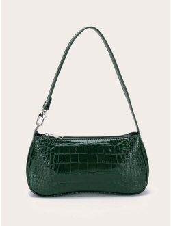 Croc Embossed Baguette Bag