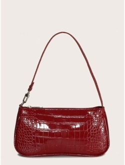 Croc Embossed Baguette Bag