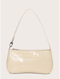 Croc Embossed Baguette Bag