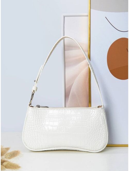 Shein Croc Embossed Baguette Bag