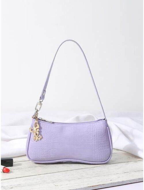 Shein Croc Embossed Baguette Bag