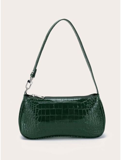 Shein Croc Embossed Baguette Bag