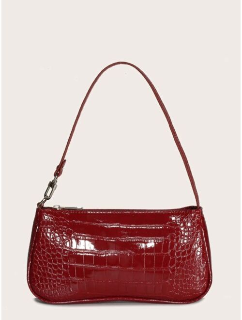 Shein Croc Embossed Baguette Bag