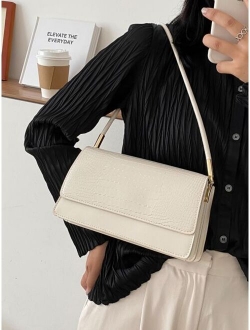 Croc Embossed Flap Shoulder Bag