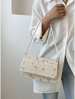 Croc Embossed Flap Shoulder Bag