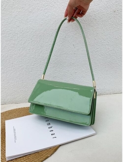 Croc Embossed Flap Shoulder Bag