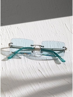 Men Square Rimless Sunglasses