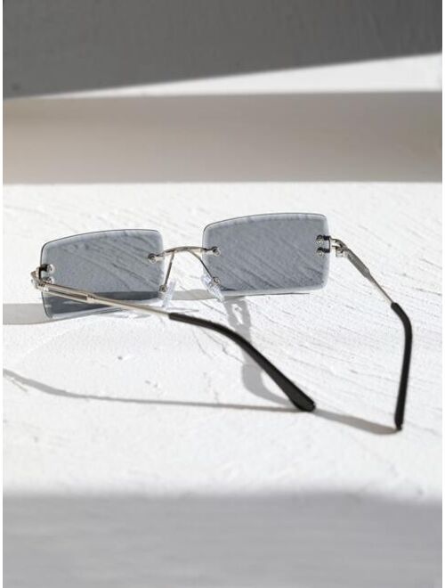 Shein Men Square Rimless Sunglasses