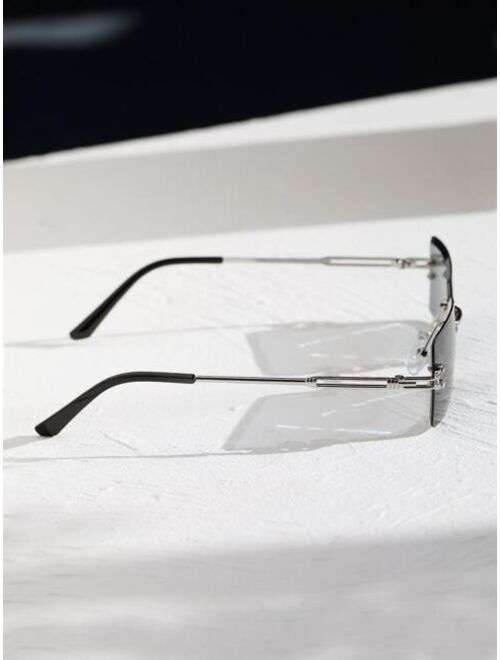 Buy Shein Men Square Rimless Sunglasses Online Topofstyle