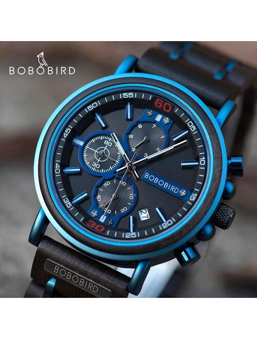 reloj hombre BOBO BIRD New Wooden Watch Men Top Brand Luxury Chronograph Military Quartz Watches for Man Dropshipping Customized