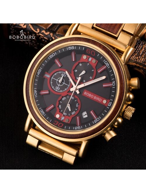 reloj hombre BOBO BIRD New Wooden Watch Men Top Brand Luxury Chronograph Military Quartz Watches for Man Dropshipping Customized