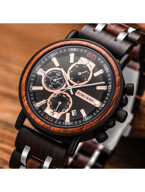 reloj hombre BOBO BIRD New Wooden Watch Men Top Brand Luxury Chronograph Military Quartz Watches for Man Dropshipping Customized