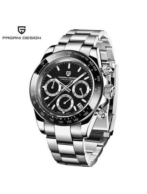 PAGANI DESIGN Top Brand New Men Quartz Wristwatch Luxury Sapphire Glass Sports Watch Rubber Strap Chronograph Watch Men Relogio