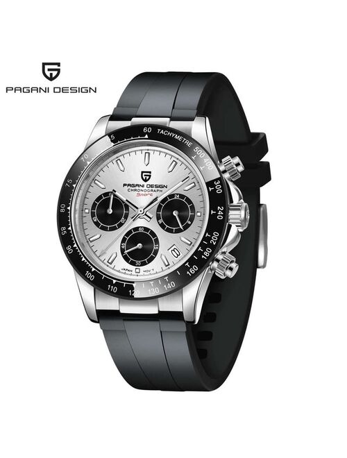 PAGANI DESIGN Top Brand New Men Quartz Wristwatch Luxury Sapphire Glass Sports Watch Rubber Strap Chronograph Watch Men Relogio