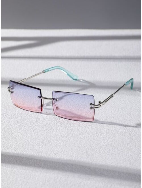 Shein Men Rectangle Lens Rimless Sunglasses