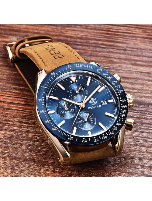 BENYAR Men Watches Brand Luxury Silicone Strap Waterproof Sport Quartz Chronograph Military Watch Men Clock Relogio Masculino