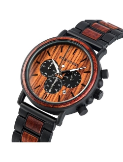 BOBO BIRD Wooden Watch Men erkek kol saati Luxury Stylish Wood Timepieces Chronograph Military Quartz Watches in Wood Gift Box