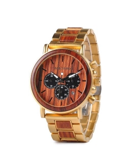 BOBOBIRD Male Watch Wooden Men Wristwatches Luminous Handle Chronograph Timepiece relogio masculino In Gift Box