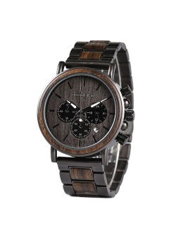 BOBOBIRD Male Watch Wooden Men Wristwatches Luminous Handle Chronograph Timepiece relogio masculino In Gift Box