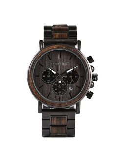 BOBO BIRD Chronograph Men Watch Wooden Brand Luxury Metal Clock montre design homme