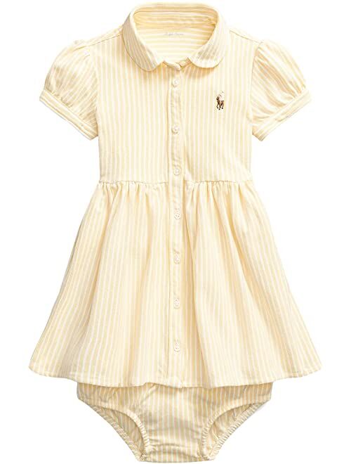 Polo Ralph Lauren Striped Knit Oxford Dress (Infant)