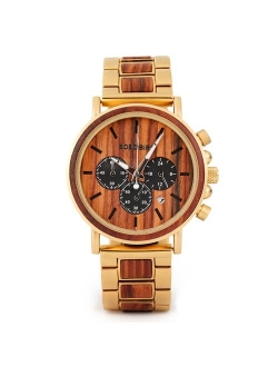 BOBO BIRD Luxury Wood Stainless Steel Men Watch Stylish Wooden Timepieces Chronograph Quartz Watches relogio masculino Gift Man