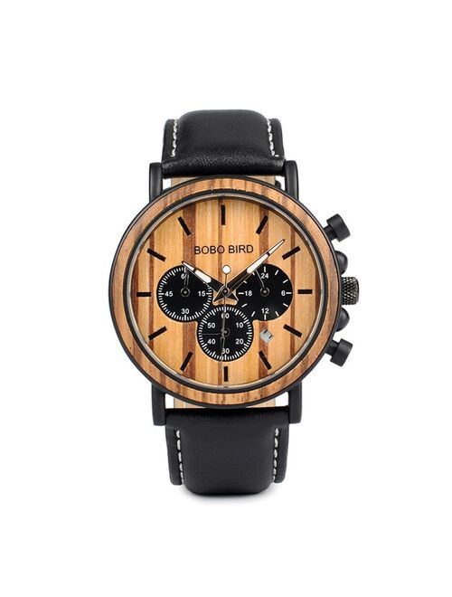 BOBOBIRD Luxury Business Watch Men Wooden Stopwatch Date Display Chronograph Wrist watches relogio masculino Ship From USA