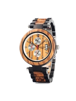 BOBO BIRD Men's Wood Watch Business Wristwatch Luminous Hands Multifunction Chronograph Timepiece with Box relogio masculino