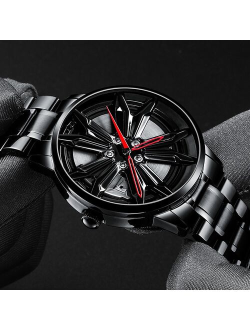 NIBOSI 2021 New Unique Custom Design Watch Men Sport Waterproof Car Wheel Rim Hub Watch Quartz Wristwatch Relogio Masculino