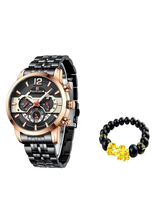 REWARD Brazil Hot Selling Sporty Watch Mens Quartz Chronograph Wristwatches Luminous hands 8355 Fashion Stainless Steel Clock