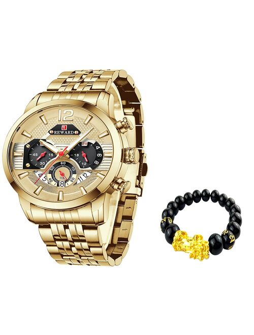 REWARD Brazil Hot Selling Sporty Watch Mens Quartz Chronograph Wristwatches Luminous hands 8355 Fashion Stainless Steel Clock