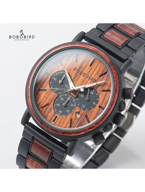 BOBO BIRD Wooden Men's Watches Quartz Wristwatches Luxury Quartz Man Watch  Wrist Watch For Men Gifts Relogio Masculino C-P09-3