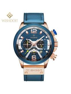 2021 New Fashion Waterproof Men's Watch Top Brand Luxury Leather Square Large Dial Sports Quartz Chronograph Relogio Masculi